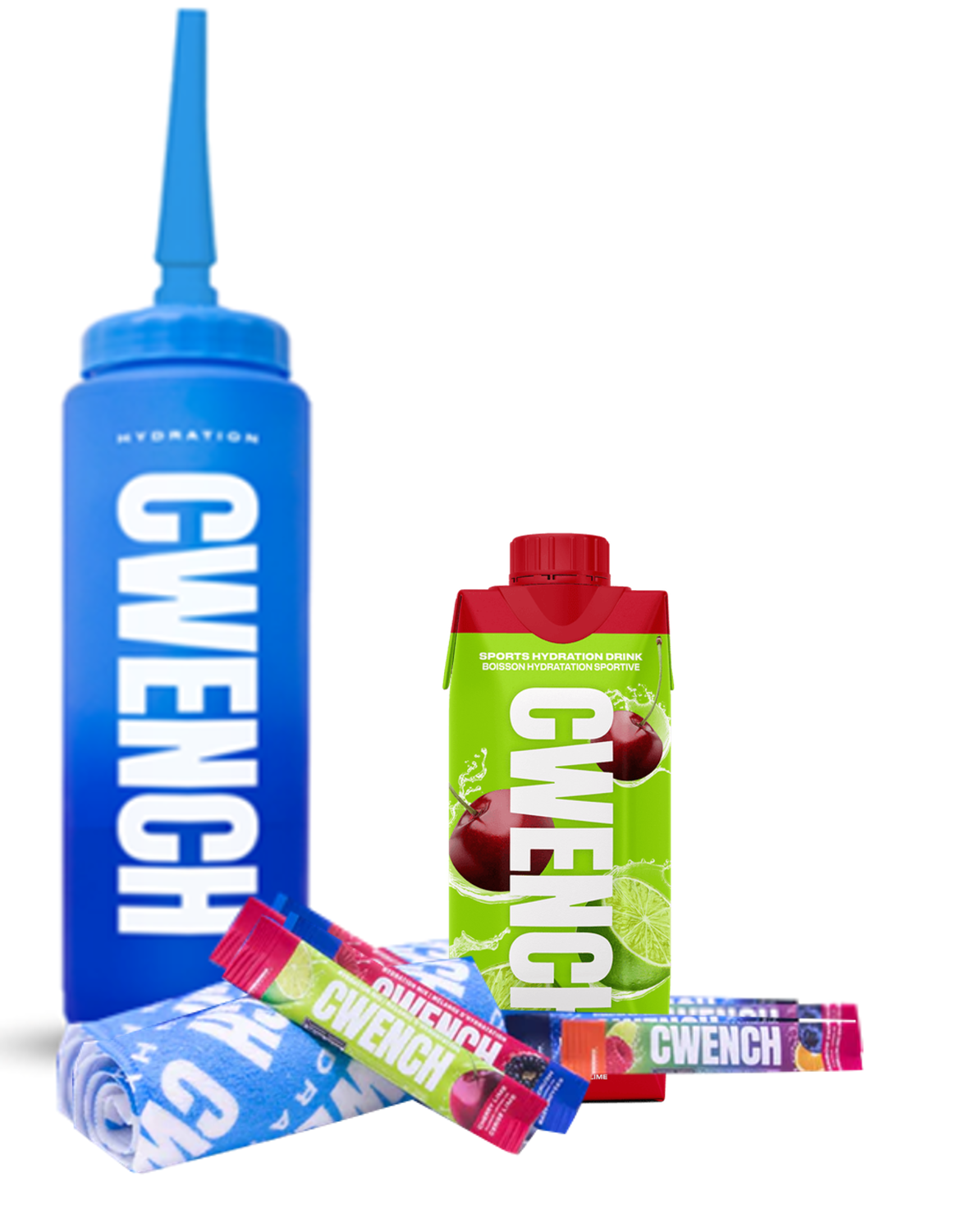 Set: Spouted Water Bottle plus 4 Sticks, RTD Cherry Lime undTowel