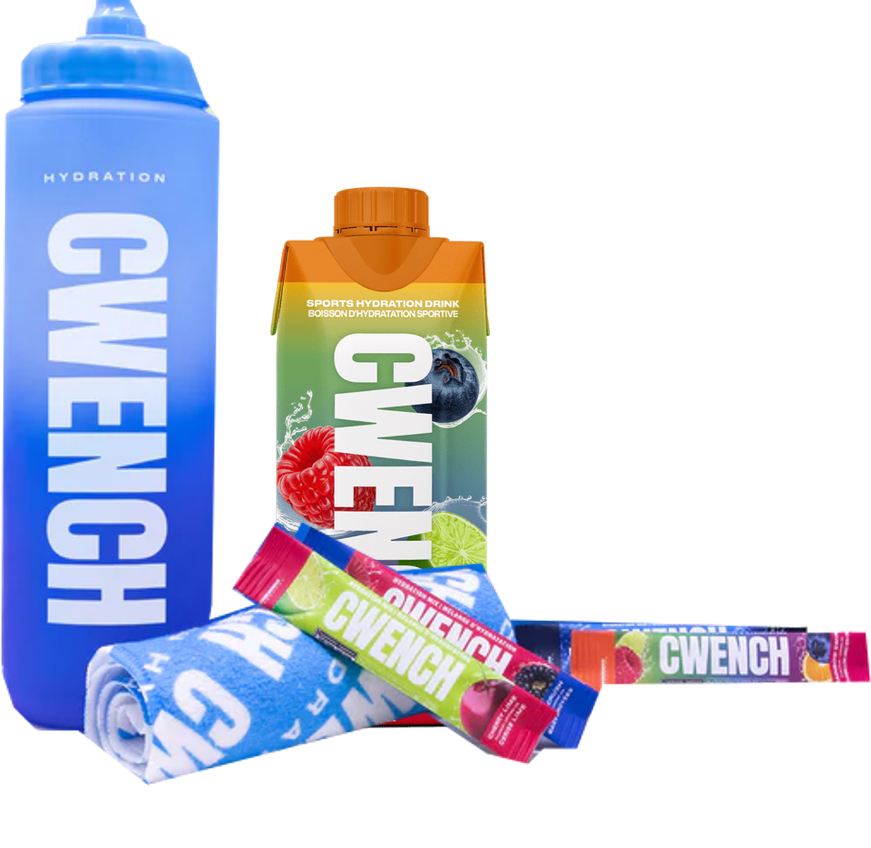 Set: Team Bottle plus 4 Sticks, RTD Rainbow Swirl undTowel